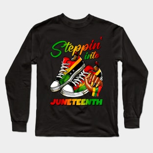 stepping into juneteenth Afro Woman Black Girls shoe men women Long Sleeve T-Shirt